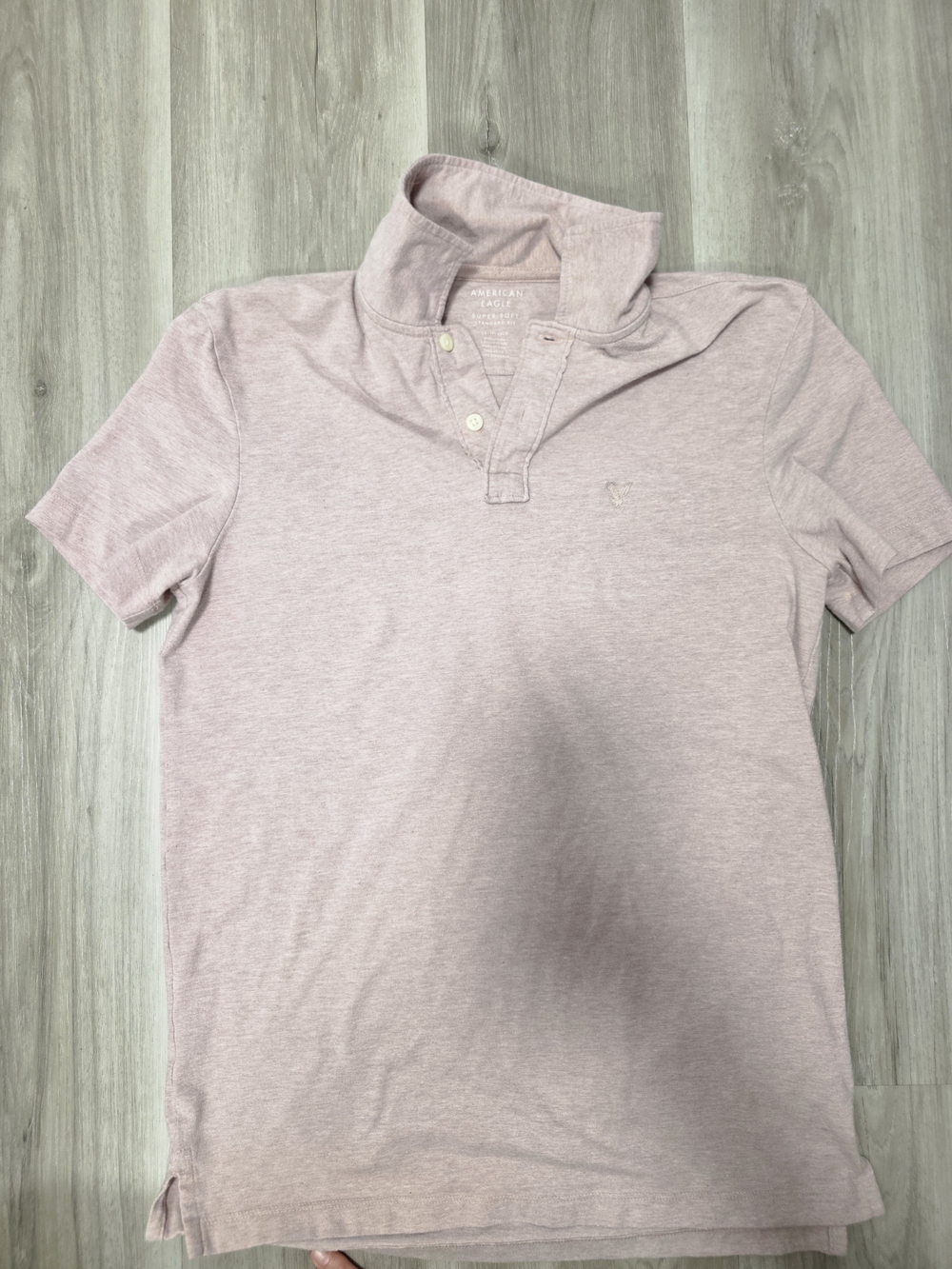 American Eagle Outfitters Men's Heather Light Pink Polo Shirt